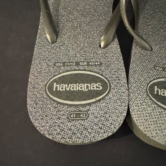 Havaianas Women's Slim Glitter Grey Flip Flops Sandal, Size 11/12 NWOB - Picture 3 of 3